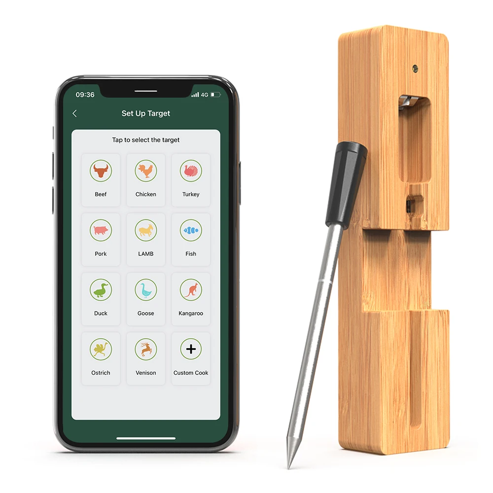 Sonde à viande Bluetooth sans fil étanche pour la cuisine, barbecue, fumoir de gril, 98 pieds