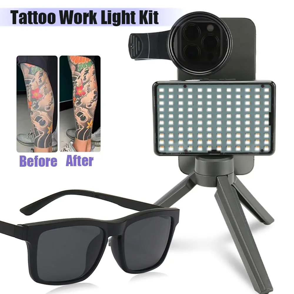 

Комплект рабочего освещения для татуировки с поляризационным светодиодным заполняющим светом для татуировки уменьшает отражающий свет татуировки и поляризационные очки для татуировки