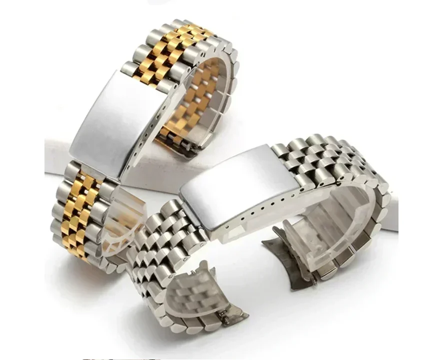 Correa de reloj de extremo curvo de lujo para DATEJUST Jubilee, accesorios de pulsera de acero inoxidable, correa de Metal de 20mm