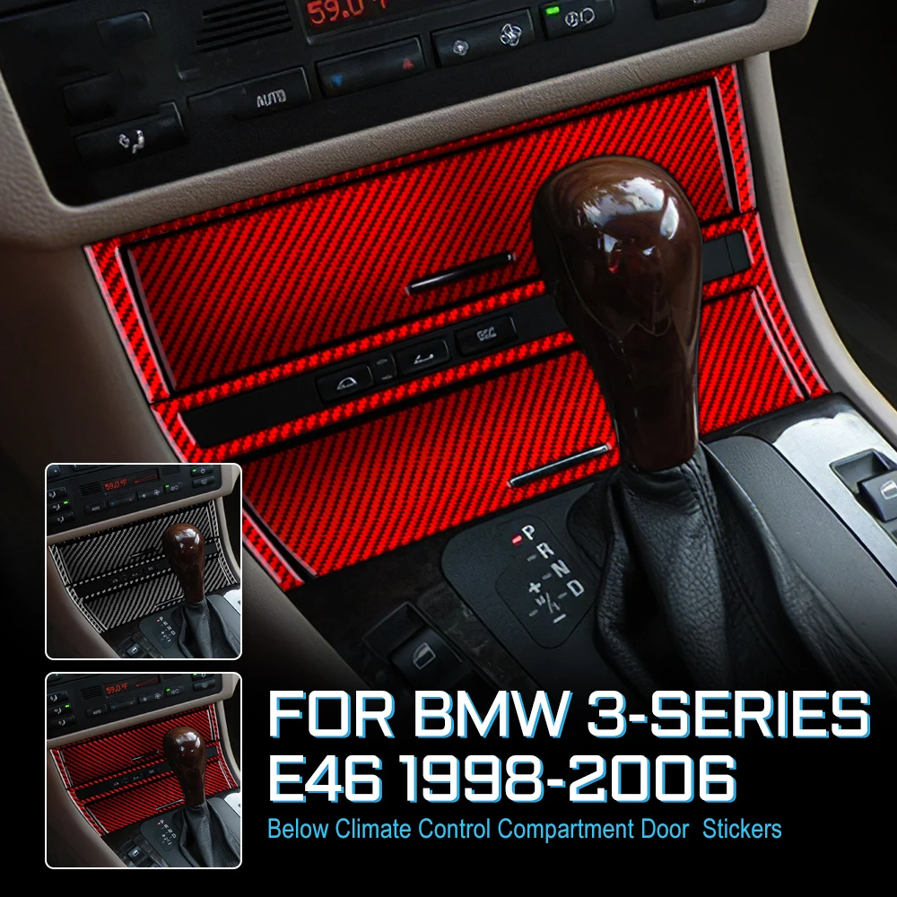

Внутренние наклейки премиум-класса из настоящего углеродного волокна для BMW E46 1998-2006, центральная панель управления, пепельница, отделка шестерни, спортивный декор