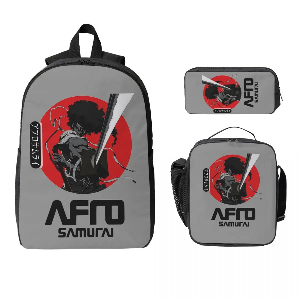 

Afro Samurai Anime Backpack Student Boys Girls BookBag School Bag Laptop Shoulder Bags 3ps Insulated Lunch Bag Pencil Case