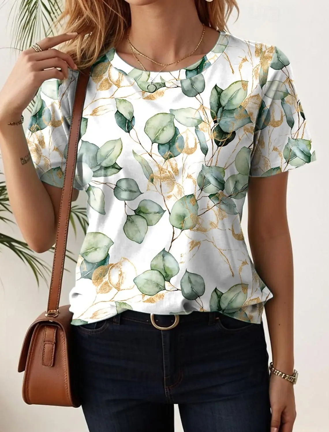 

Летняя женская футболка больших размеров Y2k с цветочным принтом, модные стильные классические футболки с короткими рукавами и круглым вырезом, обычные топы