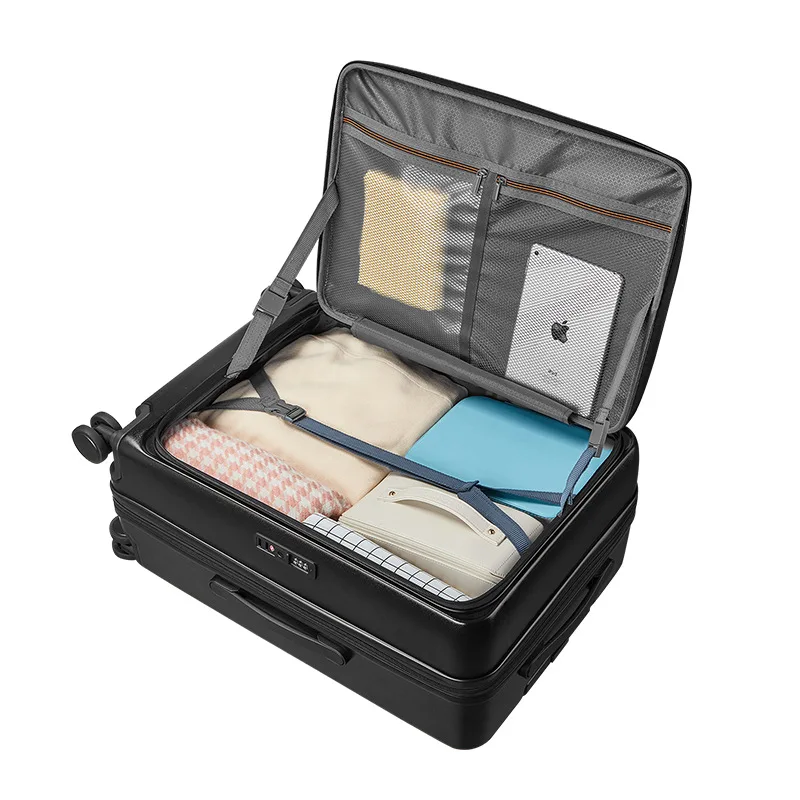 Faionable multifunctionele Lage Carry-On Wheel Spinner Front Opening Cover Trekstang Universele wielreiskoffer