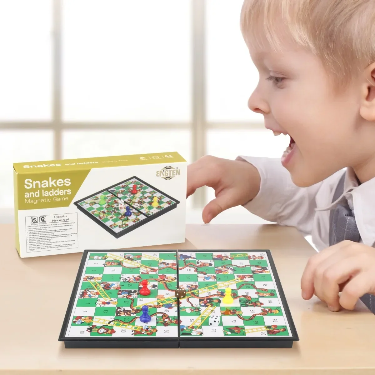 1Set Snake Ladder Educational Kids Children Toys Interesting Board Game Set Portable Flying Chess Board Family Board Game