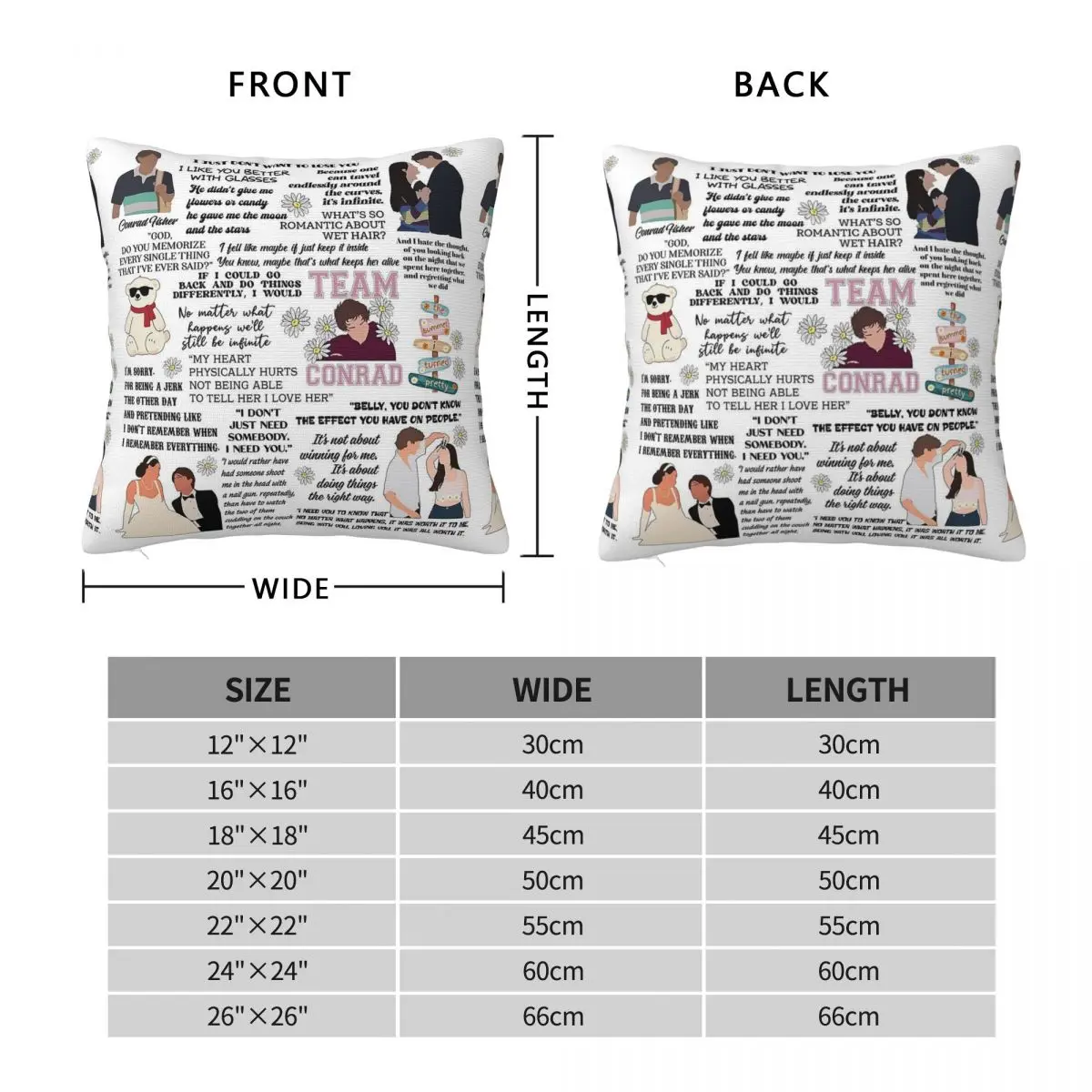 Team Conrad The Summer I Turned Pretty Square Pillowcase Polyester Linen Velvet Creative Zip Decorative Sofa Cushion Cover