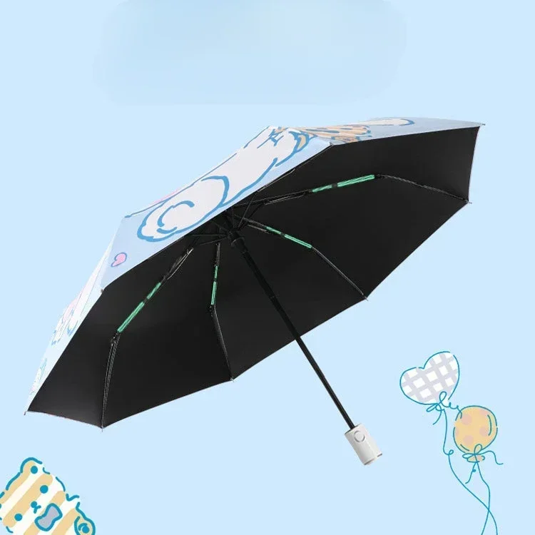 Sanrio – parapluie de Protection solaire UV, ensoleillé et pluvieux, double usage, pliable, automatique, revêtement noir, tissu pare-chocs, cadeaux