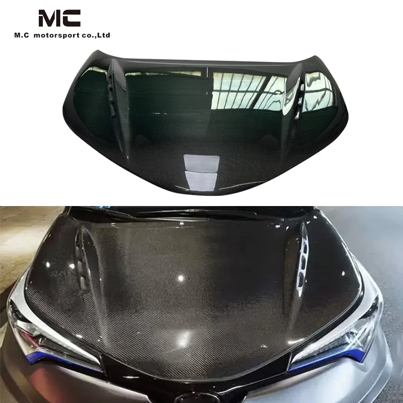 S Style Real Carbon Fiber Body Kit Front Engine Hood Bonnet Engine Hood for C-HR 2016-IN