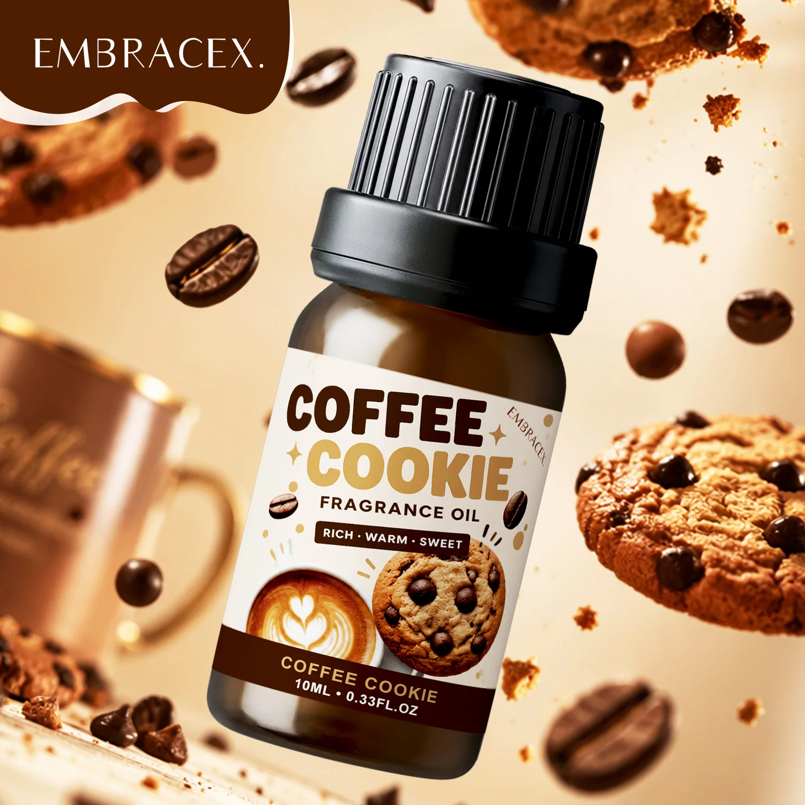 10ml Coffee Cookie Fragrance Oil Car Air Freshener Oil For Diffuser Diy Projects Warm Fragrance Long Lasting Scent For Gifts