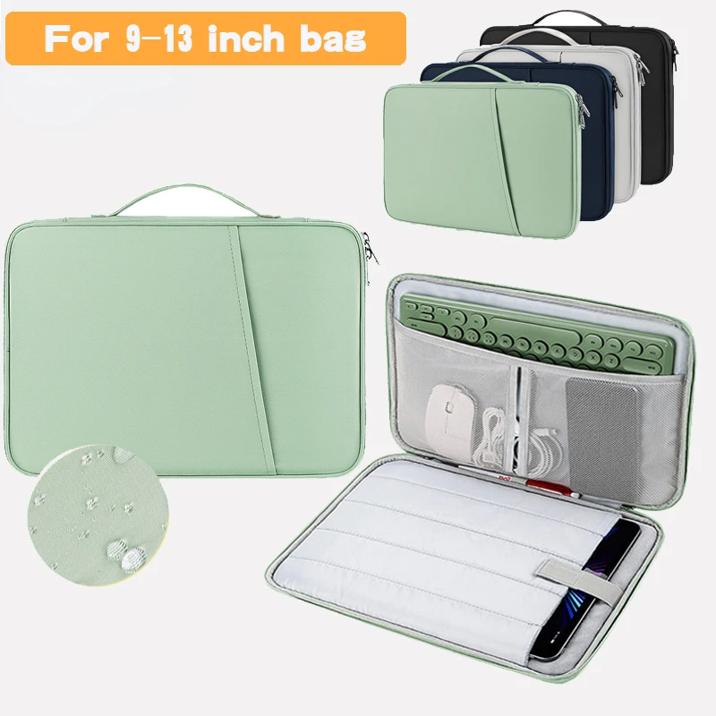 

Universal 9-13 Inch Tablet Bag For Realme Pad 2 11.5" /Pad10.4" /X10.95" /Pad Mini 8.7" Waterproof Bag Sleeve Zip Pouch