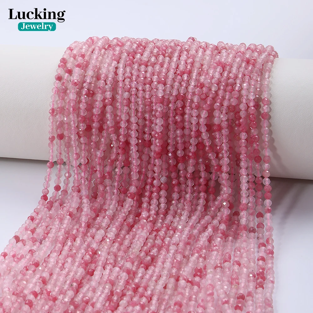 

A+ Natural 3mm Brazil Pink Rhodonite Faceted Beads Rare Gemstone for Jewelry Making DIY Chakra Bracelet