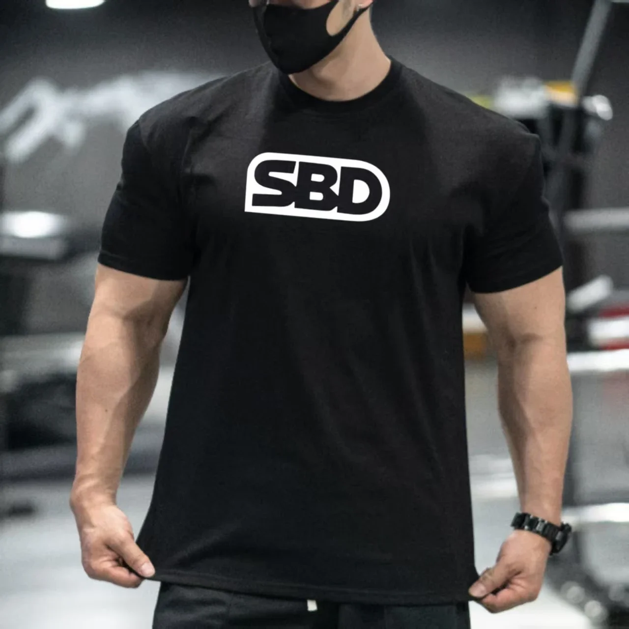 Bestes GYM SBD Kurzarm-T-Shirt für British Strongman-Wettkämpfe, beliebtes Trainings-Sport-T-Shirt mit Rundhalsausschnitt, Fitness – Detail 2