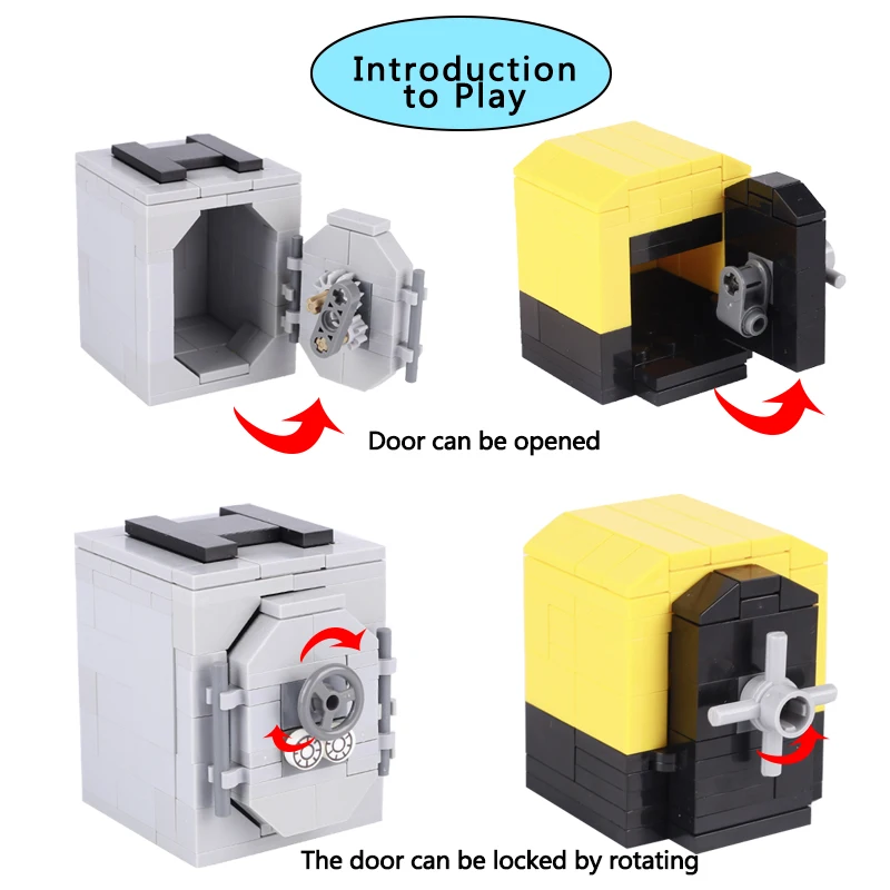 MOC Safe Deposit Box Model Building Blocks ATM Vending Machine Diamond Treasure City Police Thief Bricks Toys Boys Children Gift