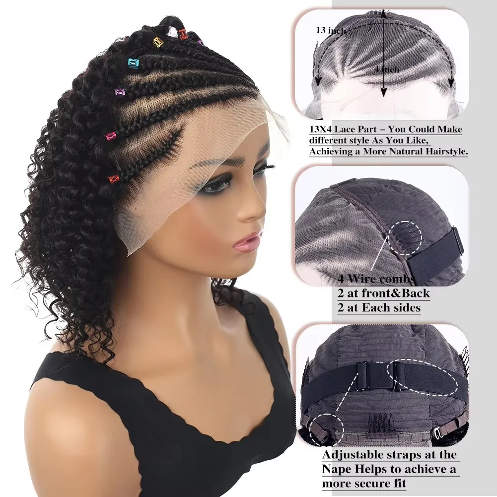 قصيرة بوب جديلة الباروكات شعر الإنسان الأفرو غريب مجعد 13x4 الدانتيل الجبهة الباروكات للنساء الطبيعي الأسود 180% الكثافة البرازيلي شعر ريمي #5