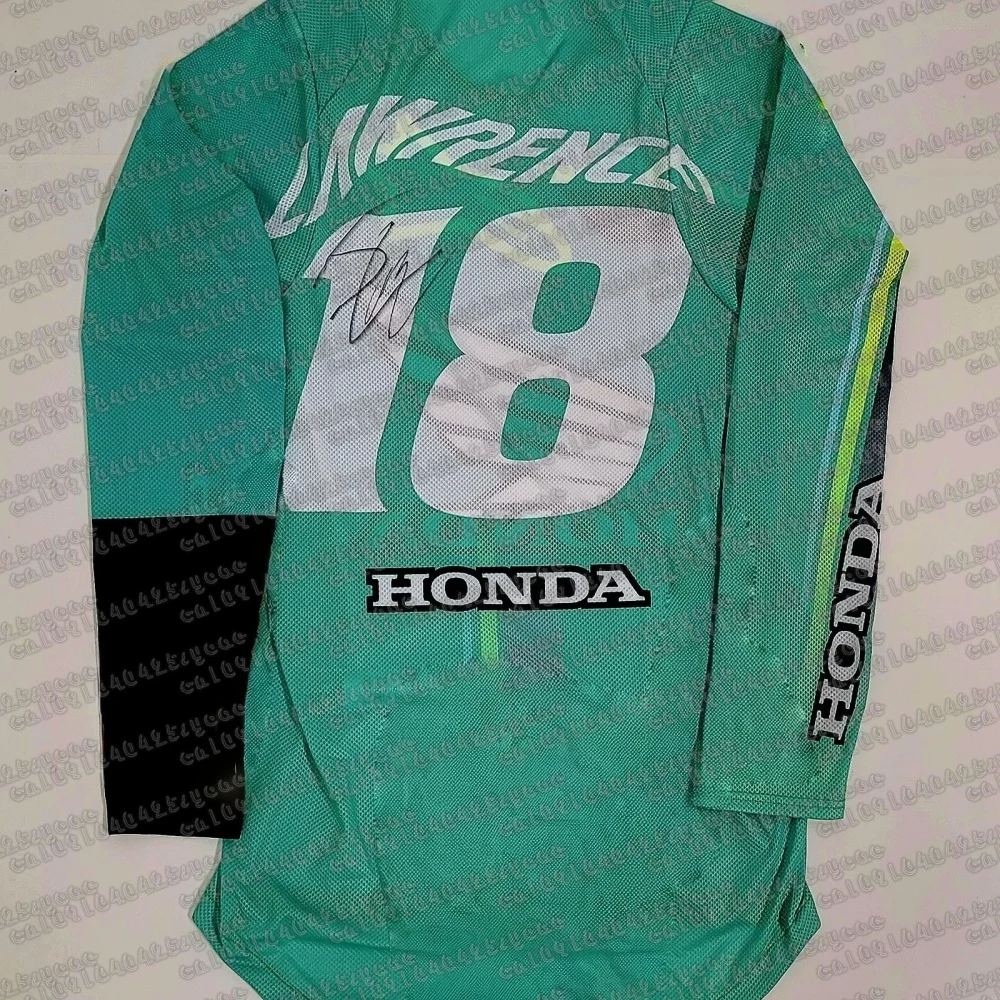 

HONDA Jett Lawrence #18 Green Classic Retro Motocross Racing Men's Breathable Quick Drying Fashionable Casual Sports Long Sleeve
