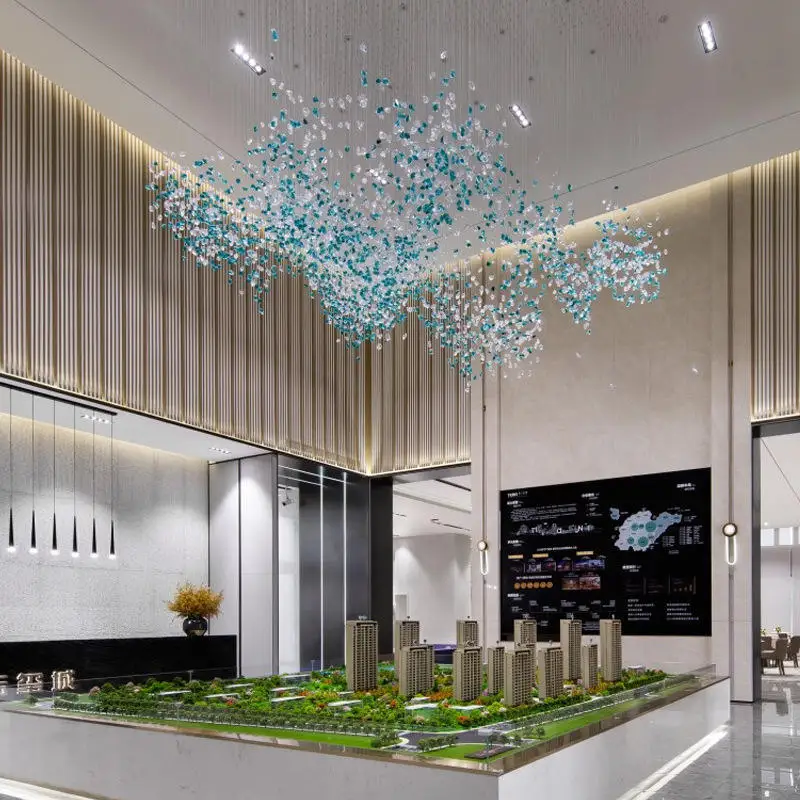 Hotel Lobby Crystal Art Lighting Club Clothing Store Sales Department Sand Table Green Ice Cube