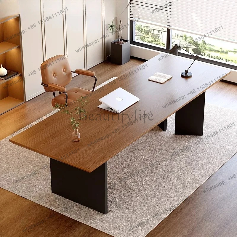 

Modern simple solid wood desk boss table creative home workbench office