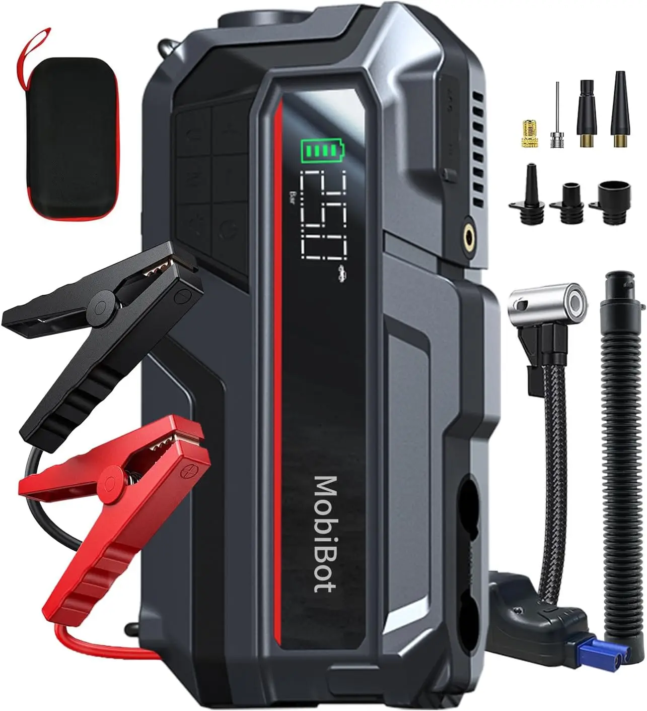 5-In-1 Jump Starter With Air Compressor, Portable Car Battery Charger 2000A Jumper Box Booster Pack Up To 8.0L Gas 6.0L