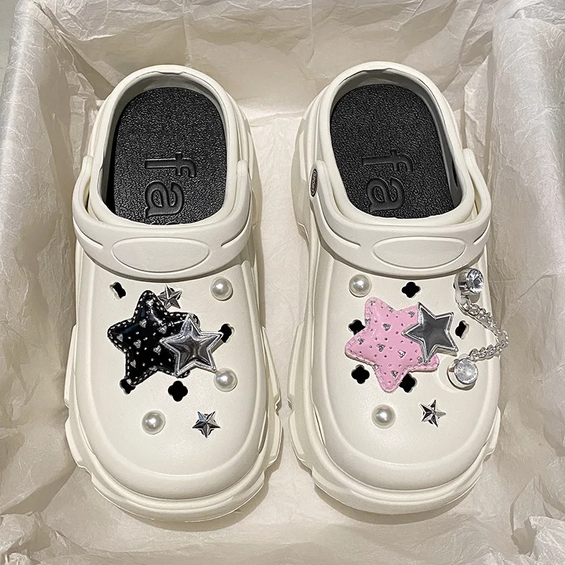 Bling Pearls Diamond Cute Bear Decor zoccoli ventilati diapositive 7CM Platfrom sandali da spiaggia all'aperto pantofole estive per ragazze scarpe da donna