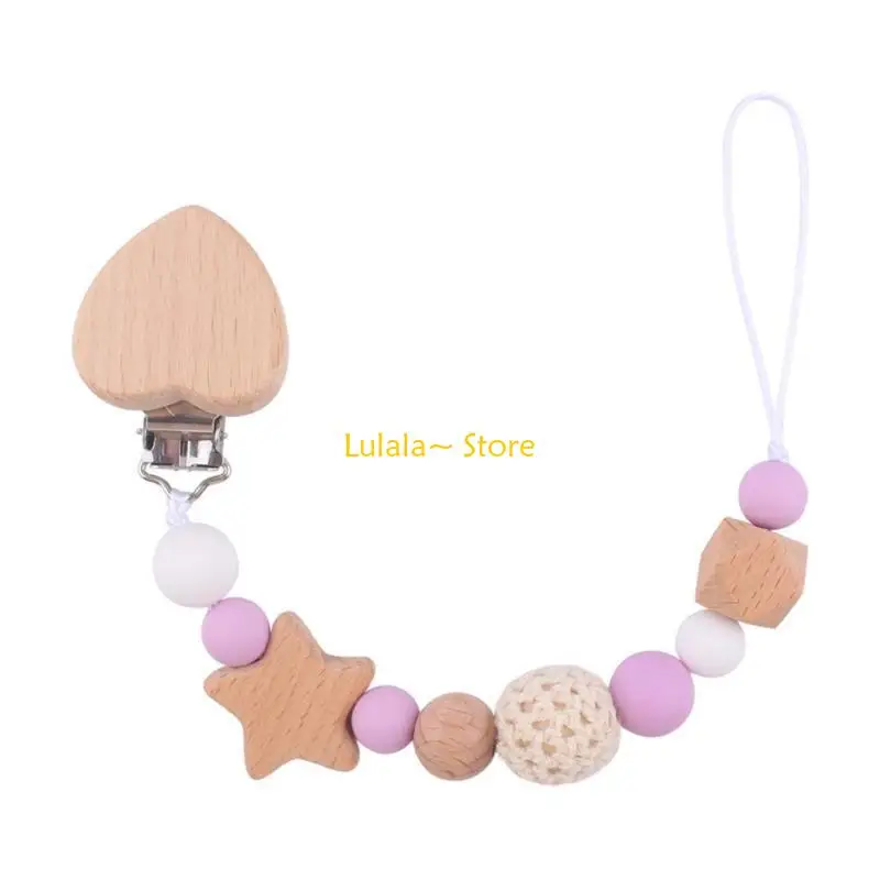 Y4QA Silicone Pacifier Chain Holder Anti-fall DIY Teether Pacifier Strap for Newborns