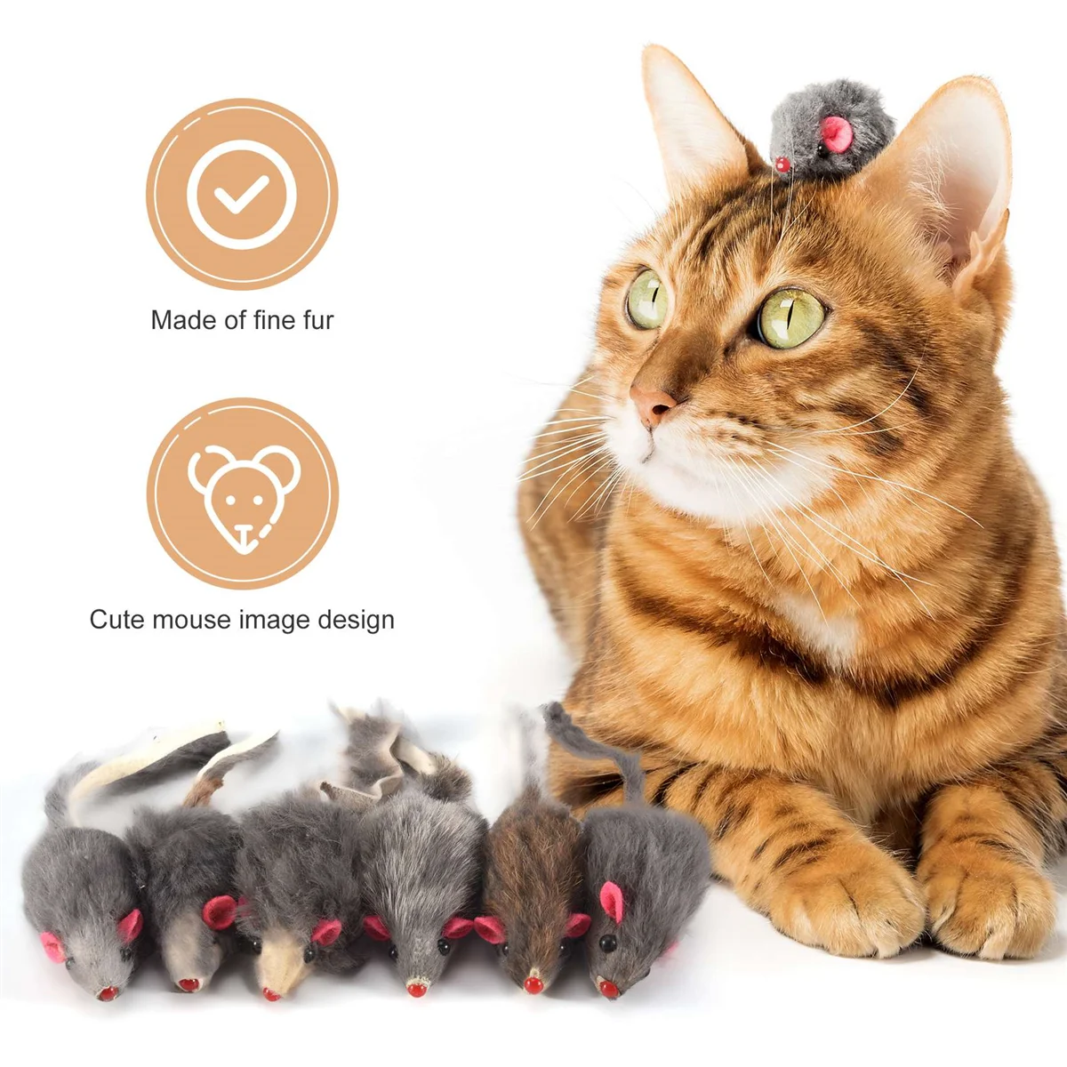 Real Fur Mice Cat Toys Pet Toy Children'S Toys 12-Pack