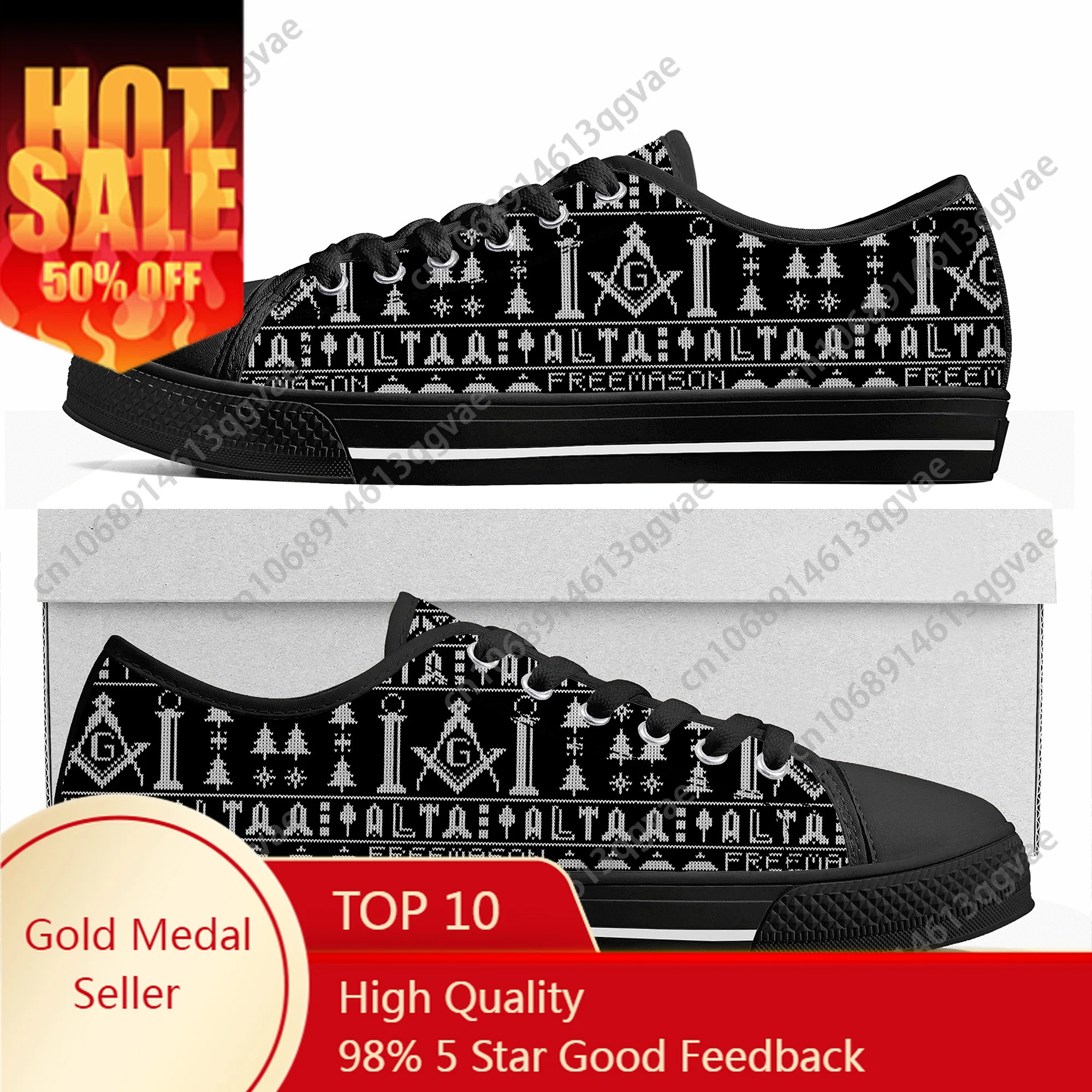 

Masonic Mason Freemason Pattern Low Top Sneakers Womens Mens Teenager High Quality Shoes Tailor-Made Canvas Sneaker Couple Shoe