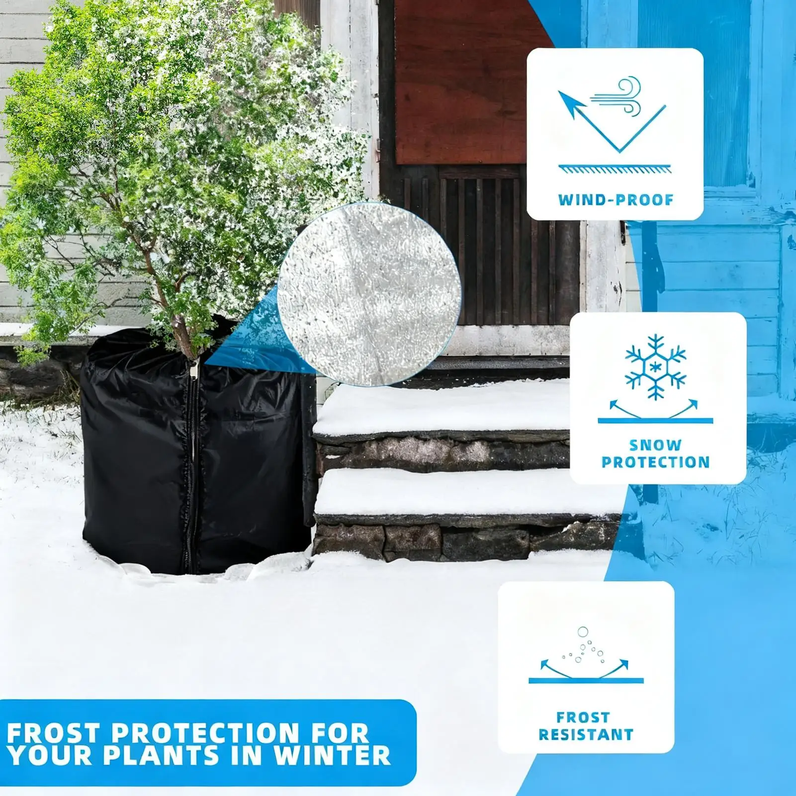 

Зимний чехол для растений, защита от мороза для садовых растений, термозащита для цветов на молнии с шнурком для сада