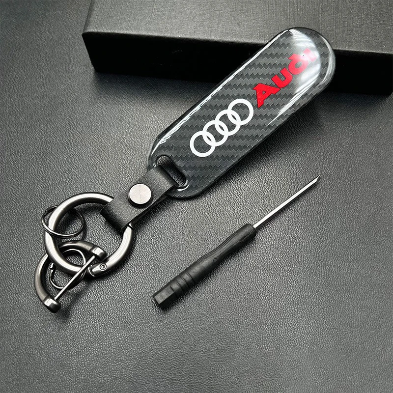 

Carbon Fiber Decor Audi Logo Emblem Zinc Alloy Keyring Keychain Pendant For Audi RS A4 B8 B6 B7 B9 A3 8P 8V 8L A6 C7 C6 C5 A5