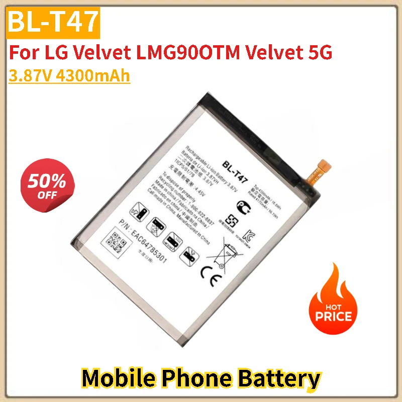BL-T47 بطارية 3.87 فولت 4300 مللي أمبير ل LG المخملية LMG90OTM المخملية 5 جرام الهاتف المحمول استبدال البطارية العلامة التجارية الجديدة عالية الجودة