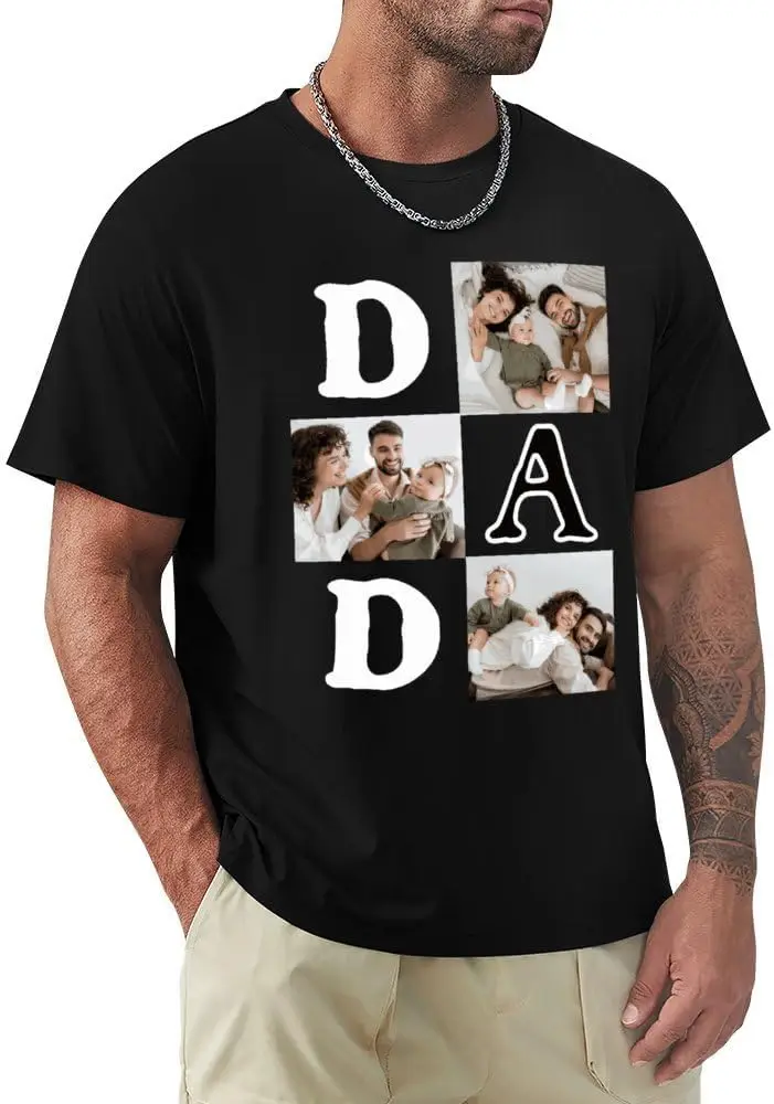 

Dad Shirt Gifts for Dads Personalized Fathers Day T Shirt Best Dad Ever Custom Face Photo Picture T-Shirts for Men