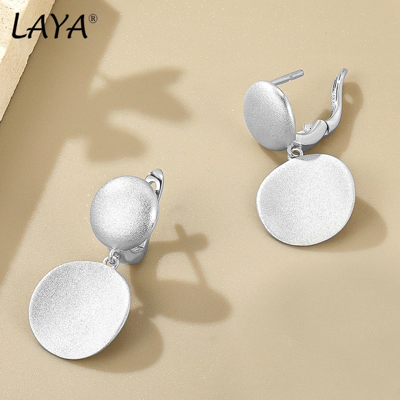 LAYA Real 925 Sterling Silver Light gold Satin Finish Earrings  Geometric Irregular Creative Handmade Fine Jewelry 2022 Trendy