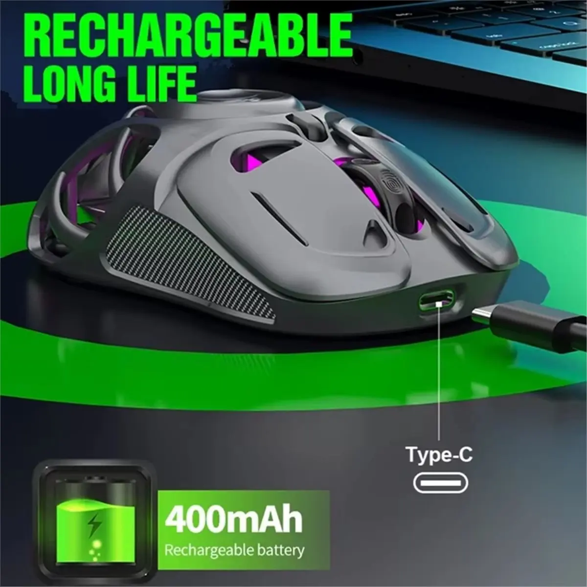 

Bluetooth Wireless Mouse Tri-Mode BT/2.4G/Wired 10000 DPI 1000Hz Universal Gaming Mouse for Android IOS PC Laptop C