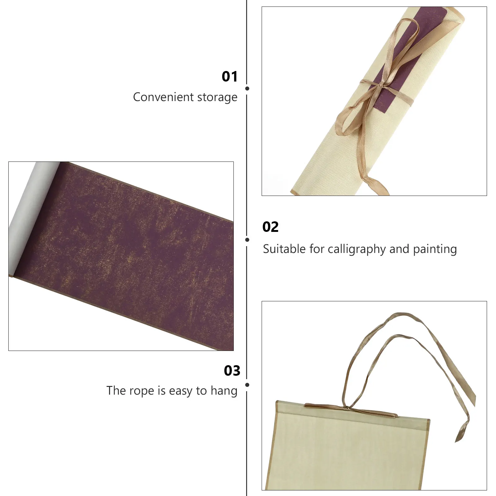 Calligraphy Rice Paper Hanging Shaft Blank Scroll Chinese Wall Mounting Scroll Perfect for Painting Writing Durability Long