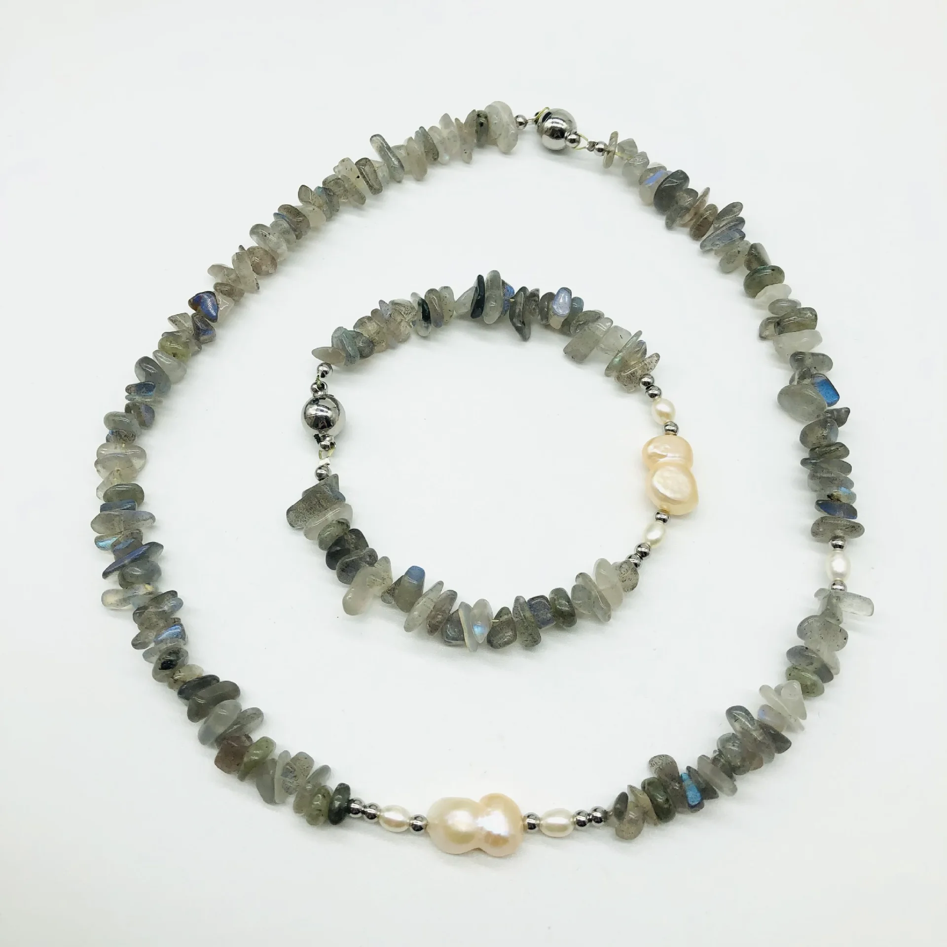 

Natural eight-character pearl necklace bracelet blue-gray women's fashion temperament versatile necklace magnetic buckle factory