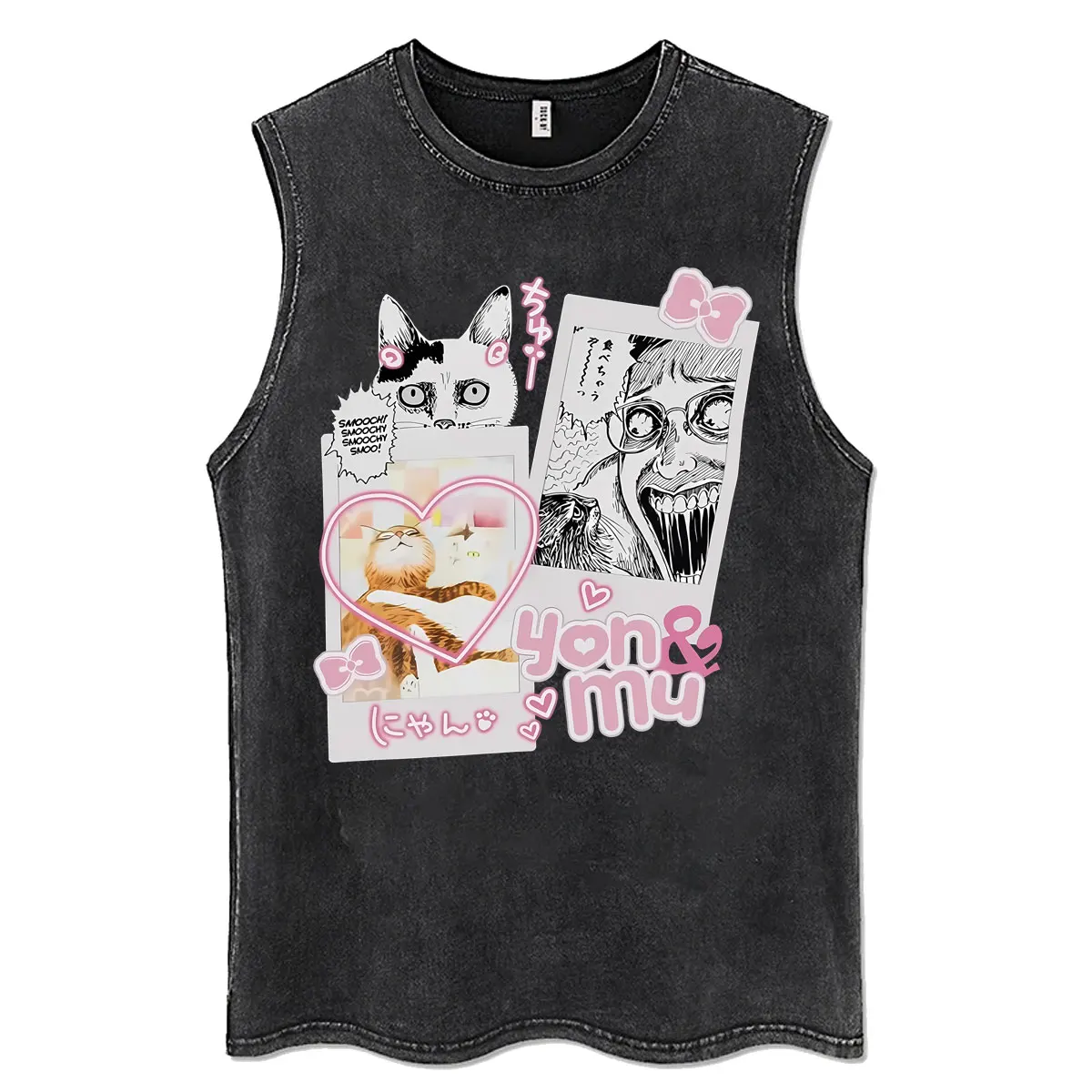 Anime Tomie Junji Ito Vintage Washed Tank Tops Men Women Manga Horror Sleeveless Vest T-shirt Unisex High Quaity Cotton T Shirt