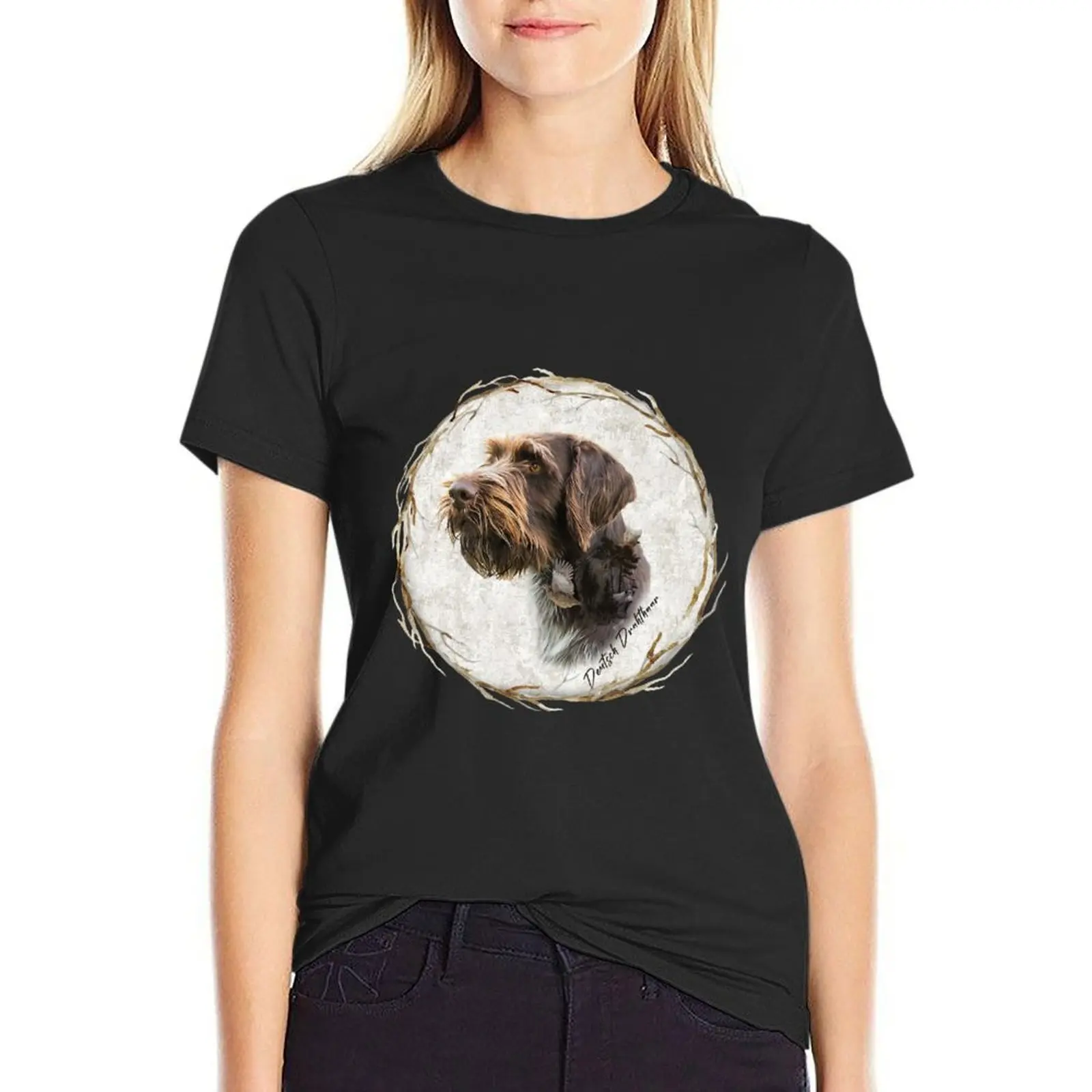 German Wirehaired Pointer's thoughts T-Shirt customizeds Short sleeve tee Woman fashion