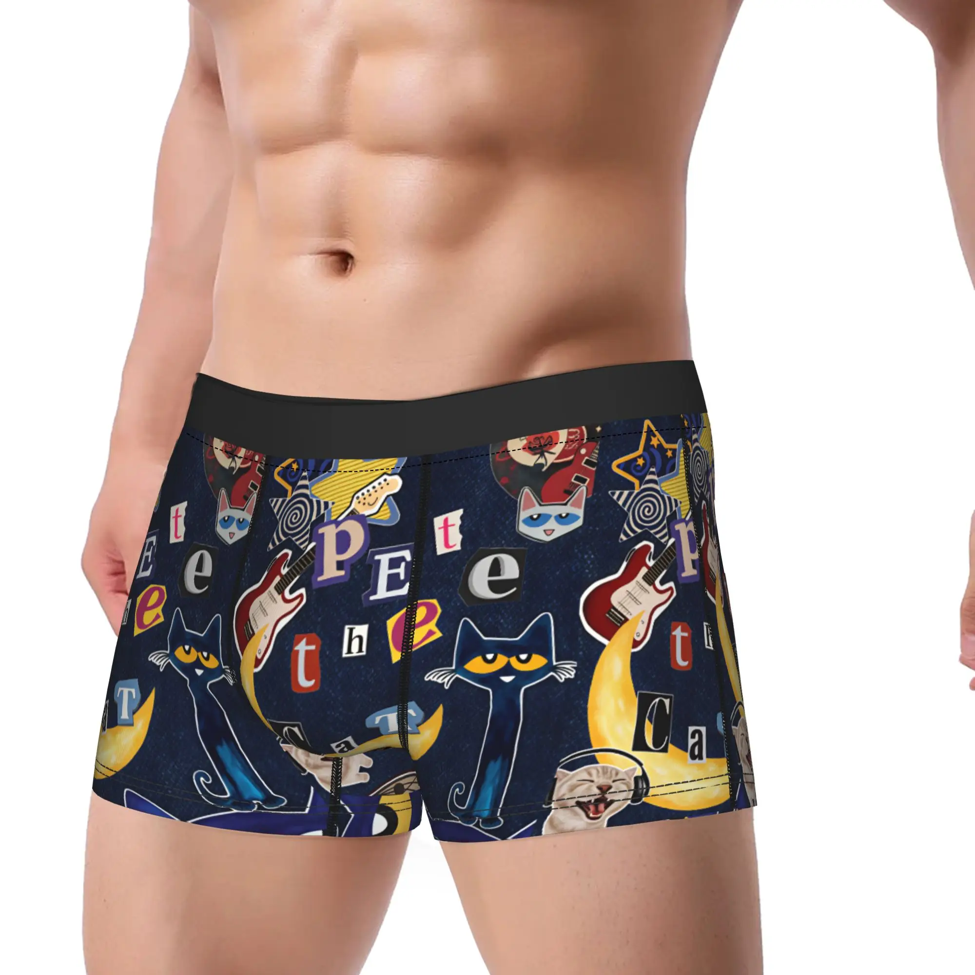 Pete the Cat I Love My White Shoes Underwear Classic Underpants Custom DIY Shorts Briefs For Male 3D Pouch Plus Size Boxershorts