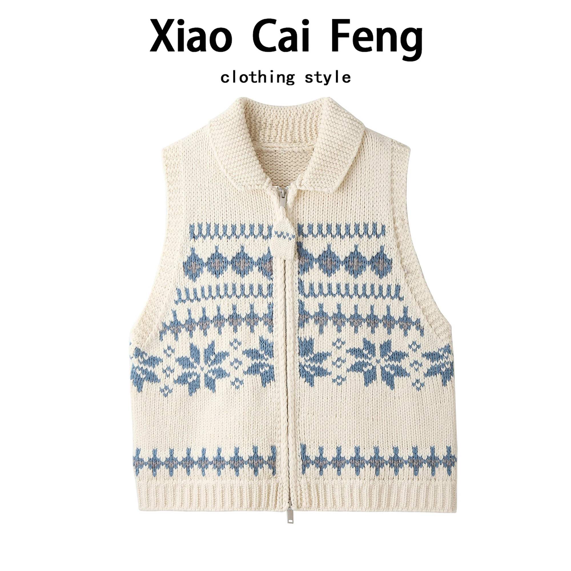 

Korean Style Knitted Floral Embroidery V-Neck Sweater Vest Women's Spring Autumn Layering Open Cardigan Short Geometric Pattern