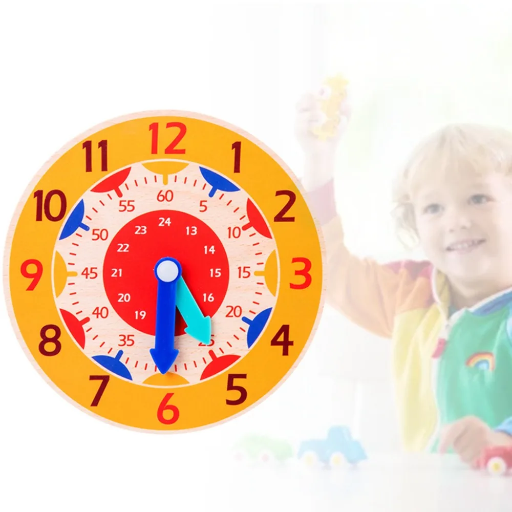 Wooden Material Wooden Teaching Clock Improve Observation Teaching Function Educational Toy Clock Cognitive Learning