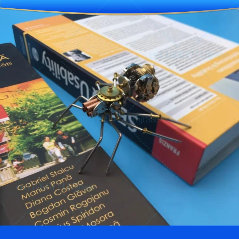 Steam punk wind imitation insect mechanical spider pure handmade metal model creative handicraft ornament birthday gift