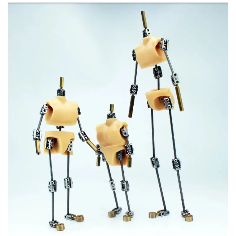 Animation standard stop motion animation skeleton, animation character metal skeleton with silicone flesh body