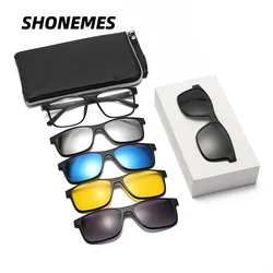 SHONEMES Magnetic Clip On Sunglasses Polarized TR90 Frame Shades Interchangeable Lenses Outdoor UV400 Driving Eyewear for Unisex