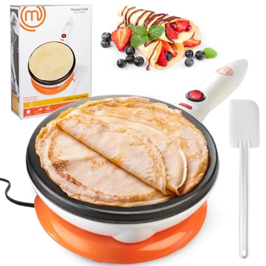 

Беспроводная блинница MasterChef с антипригарной формой для блинов, электрической подставкой и лопаткой, в комплекте с руководством по рецептам, компактная блинница Mac