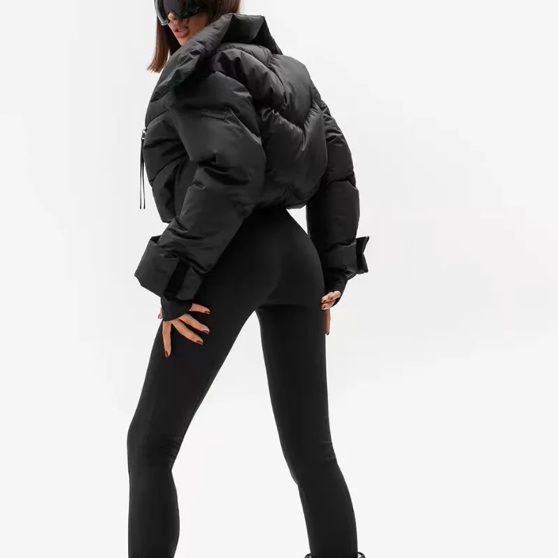 Faionable algodão jaet gola com zíper feminino outono inverno nova chegada fino ajuste commute sle ort comprimento cor pura