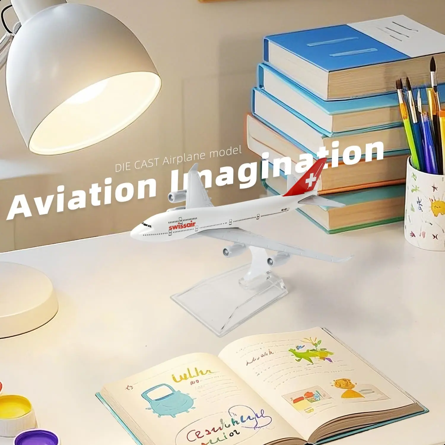 1/400 Swiss B747 Metal Diecast Plane Models with Stand Airplane Model Kits for Adults Planes Aviation Gift or Desktop Collection