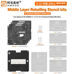 AMAOE 0.08/0.10/0.12mm Mid-layer Solder Pad Kit for IPhone X XS XSM 11 12 13 14 15 Series Pro Max Mini Plus Solder Pad Kit Tool