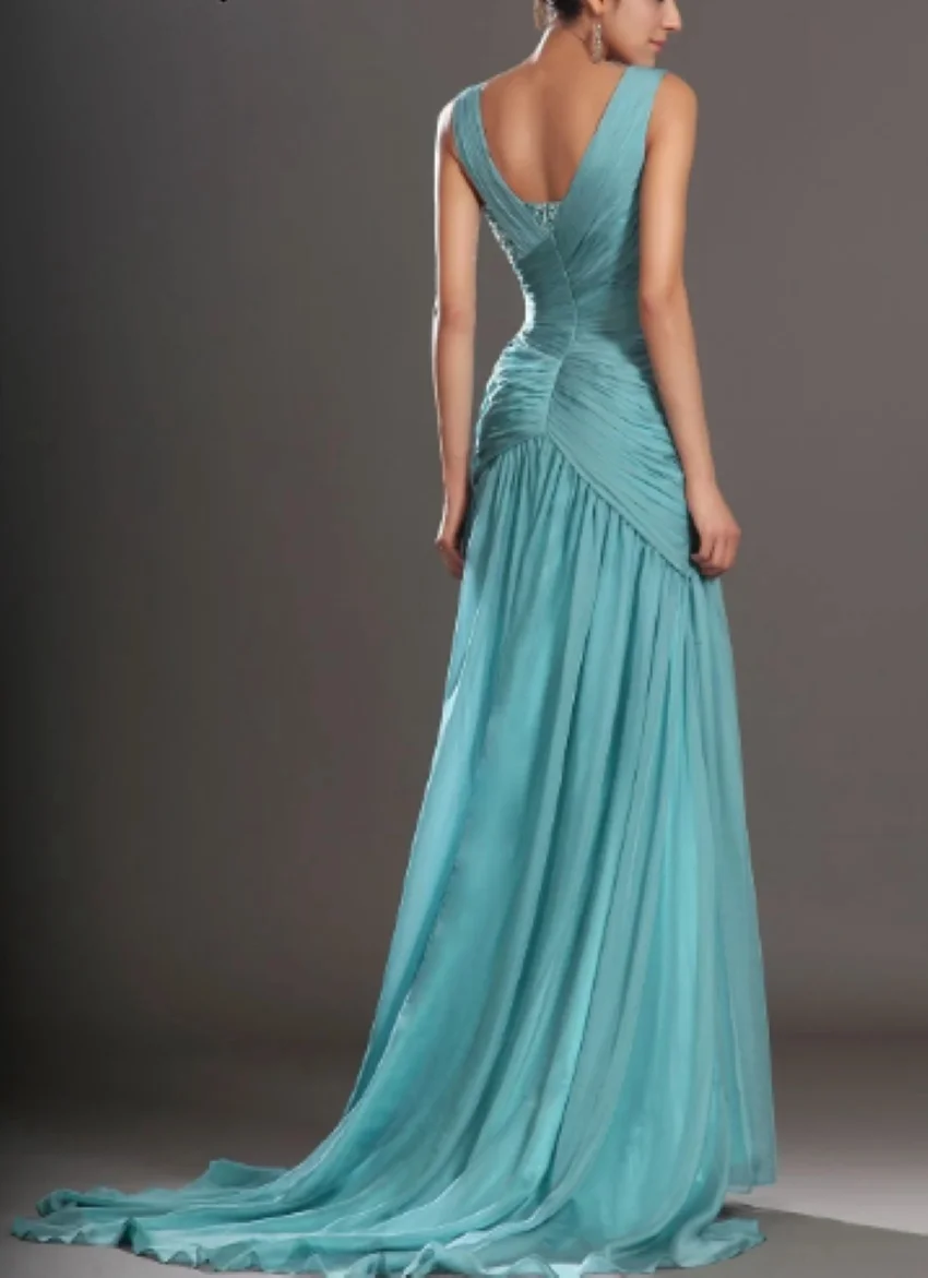 Othray Chiffon Elegant Long Evening Gown Prom Dress Evening Dresses Mermaid Tank Sleeveless Beaded wedding party dress 2024