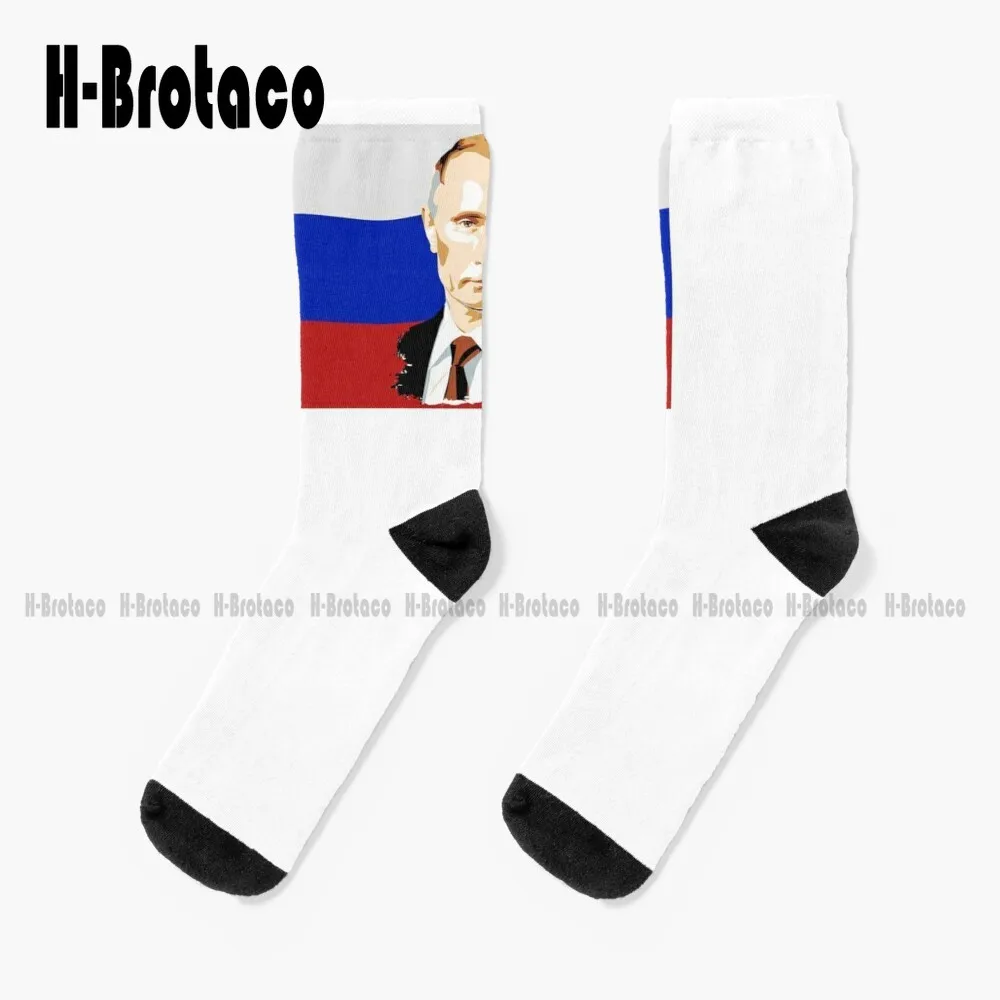 Putin. On Russian Flag. Socks Sock Comfortable Best Girls Sports Harajuku Gd Hip Hop Cartoon Teen Youth Socks 360° Digital Print