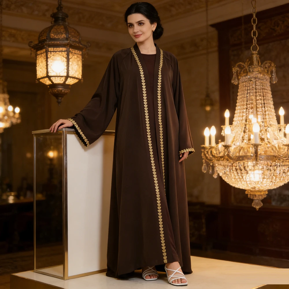 

Новое мусульманское женское макси-платье, кимоно-кардиган, абайя для Рамадана, дубайский кафтан, турецкий кафтан, кебая, марокканский кафтан, исламская джалабия