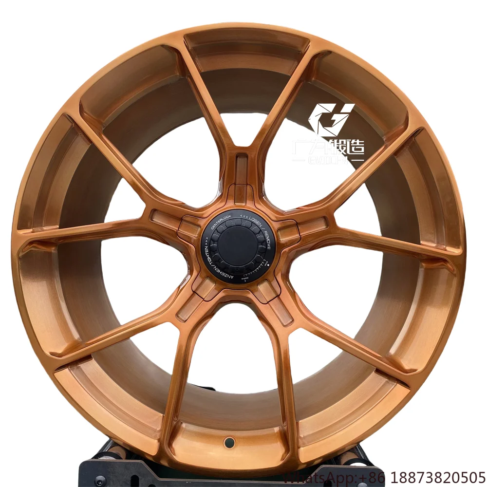Ruedas forjadas personalizadas, ruedas con cerradura central de bronce cepillado 5x130 5x112 19 20 21 22 23 24 26 pulgadas para Porsche 911 718 918