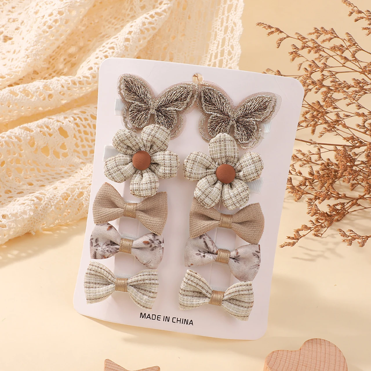 

10Pcs Baby Hair Clip Set Checkered Polka Dot Floral Bow Hairpins Girls Bangs Clips Butterfly Barrettes Kids Hair Accessories